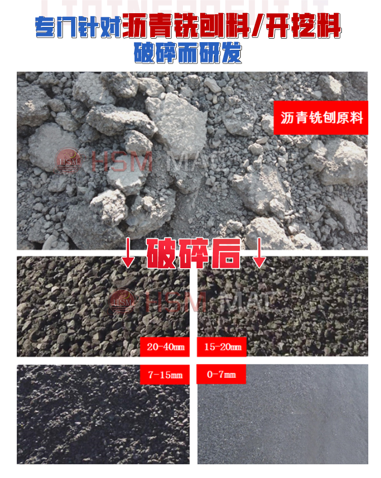 沥青再生破碎机 再生料破碎筛分设备 柔性破碎机 双齿辊破碎机生产厂家 
